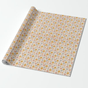 Vintage Retro Boho Blumenwackelpapier Creme Geschenkpapier