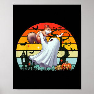 Vintage Retro Boo Geist Hängender Eichhörnchen Hal Poster