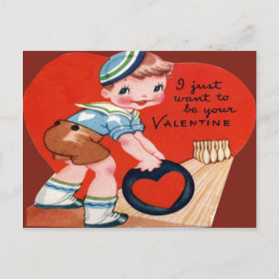 Vintage Retro Bowling Valentine Card Feiertagspostkarte