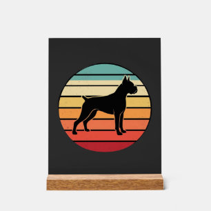 Vintage Retro Boxer-Hund Sonnenuntergang Silhouett Acrylschild