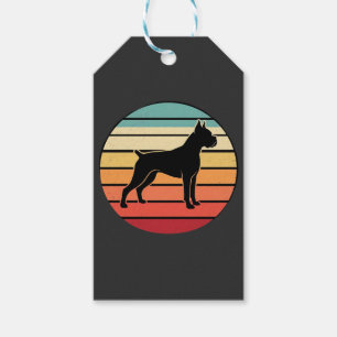 Vintage Retro Boxer-Hund Sonnenuntergang Silhouett Geschenkanhänger