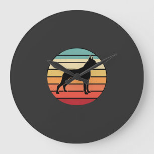 Vintage Retro Boxer-Hund Sonnenuntergang Silhouett Große Wanduhr