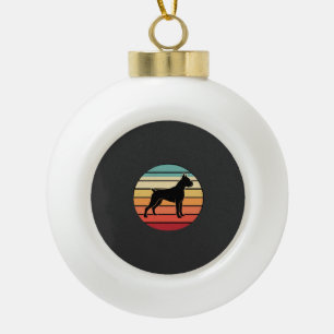 Vintage Retro Boxer-Hund Sonnenuntergang Silhouett Keramik Kugel-Ornament