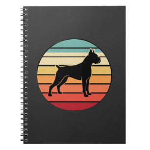 Vintage Retro Boxer-Hund Sonnenuntergang Silhouett Notizblock