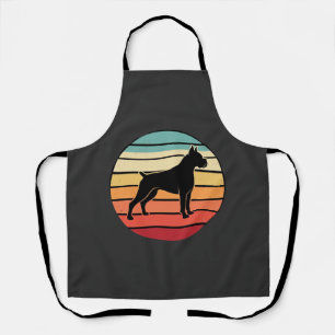 Vintage Retro Boxer-Hund Sonnenuntergang Silhouett Schürze