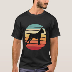 Vintage Retro Boxer-Hund Sonnenuntergang Silhouett T-Shirt