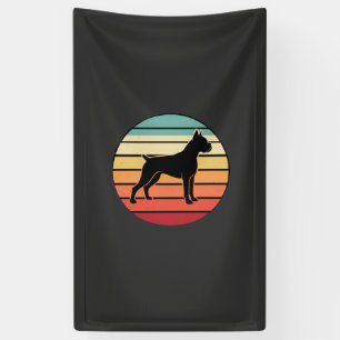 Vintage Retro Boxerhund Sonnenuntergang Silhouette Banner