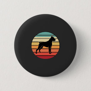 Vintage Retro Boxerhund Sonnenuntergang Silhouette Button