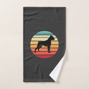Vintage Retro Boxerhund Sonnenuntergang Silhouette Handtuch