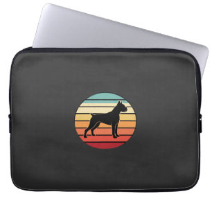 Vintage Retro Boxerhund Sonnenuntergang Silhouette Laptopschutzhülle
