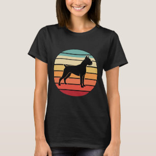 Vintage Retro Boxerhund Sonnenuntergang Silhouette T-Shirt