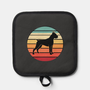 Vintage Retro Boxerhund Sonnenuntergang Silhouette Topflappen