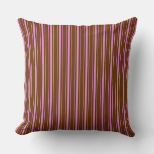 Vintage Retro Braun Rosa Ticking Gestreift Pinstre Kissen