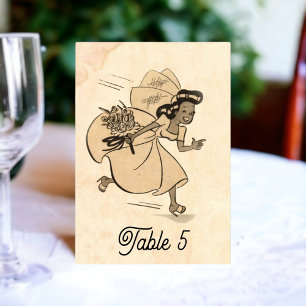 Vintage Retro Braut Alte Comic-Hochzeit Rustikale  Tischnummer
