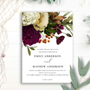 VINTAGE RETRO BURGUNDY GELBE BLUMENBUNKTWANDWAND EINLADUNG