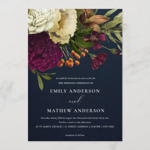 VINTAGE RETRO BURGUNDY GELBE BLUMENBUNKTWANDWAND EINLADUNG