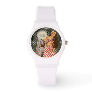 Vintage Retro-Button-up-Illustration Thunder_Cove Armbanduhr