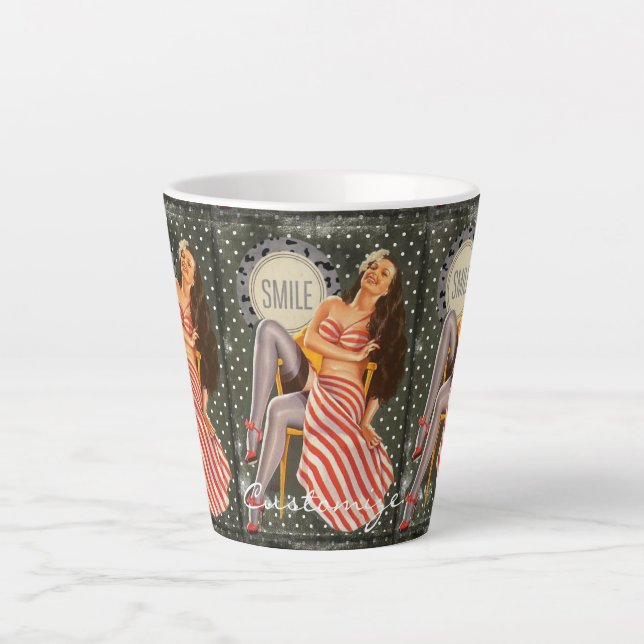 Vintage Retro-Button-up-Illustration Thunder_Cove Milchtasse (Vorderseite)