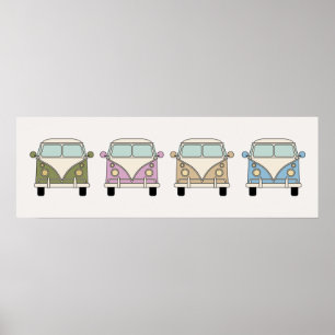Vintage Retro Camper Van Busse Poster