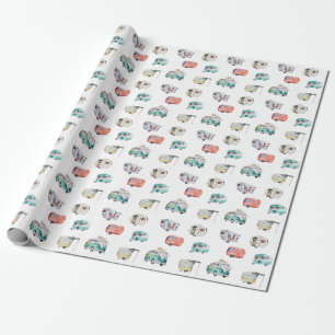 Vintage Retro Camper Wasserfarben Geschenkverpacku Geschenkpapier
