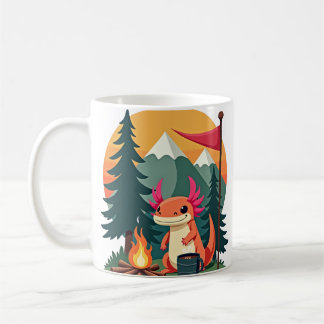 Vintage Retro Camping Axolotl Kiefernbaum Dampf W Kaffeetasse