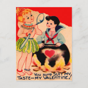 Vintage Retro Cannibal Valentine Card Feiertagspostkarte