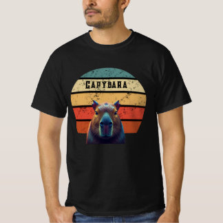 Vintage Retro Capybara Sonnenuntergang Silhouette T-Shirt