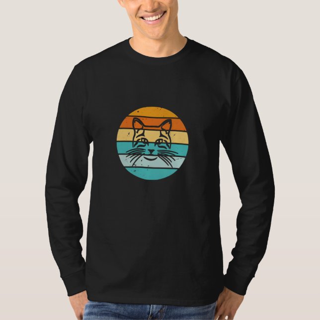 Vintage Retro Cat Sunset T-Shirt (Vorderseite)