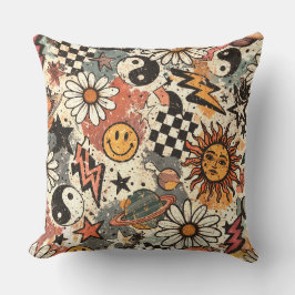 Vintage Retro Celestial Grunge Pattern Kissen