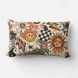 Vintage Retro Celestial Grunge Pattern Lendenkissen