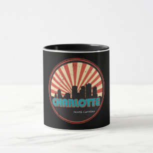 Vintage Retro Charlotte North Carolina NC Skyline Tasse