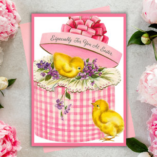 Vintage Retro-Chicks in einem Hat Box Custom Oaste Feiertagskarte