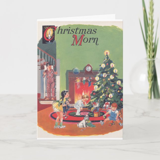 Vintage Retro Christmas Greeting Card Feiertagskarte (Vorderseite)