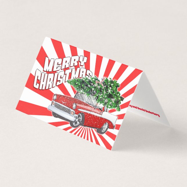 Vintage Retro Classic Car Weihnachten (Vorderseite)