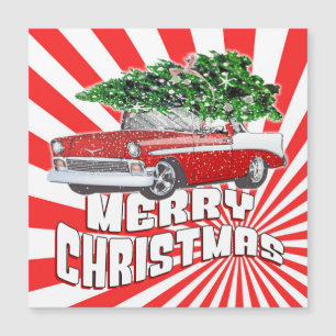 Vintage Retro Classic Car Weihnachten Magnetkarte