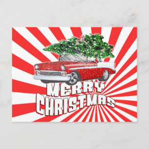 Vintage Retro Classic Car Weihnachten Postkarte