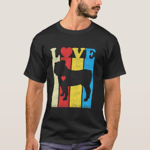 Vintage Retro Colors I Love My English Bulldog Dog T-Shirt