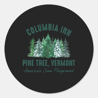 Vintage Retro Columbia Inn Kiefernbaum Vermont Frö Runder Aufkleber
