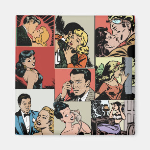 Vintage Retro-Comic-Liebe Magnet