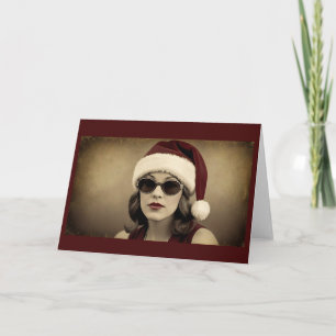 Vintage Retro Coole Frauen-Foto Weihnachten Karte