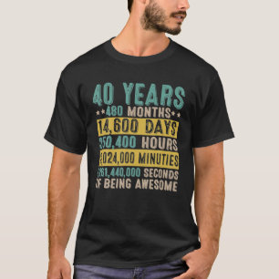 Vintage Retro Countdown 40 Jahre alt 40. Geburtsta T-Shirt