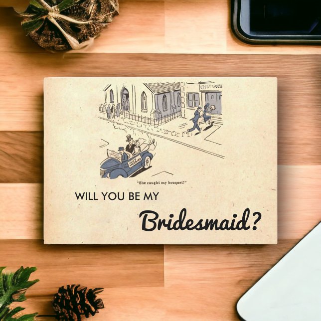 Vintage Retro Couple Funny Rustic Bridesmaid Card Einladung (Von Creator hochgeladen)
