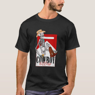 Vintage Retro Cowboy Mörder Lustiges Skelett Männe T-Shirt