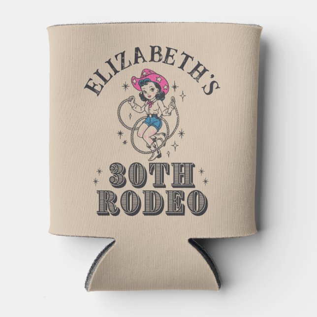 Vintage Retro Cowgirl 30th Birthday Party Dosenkühler (Vorderseite)