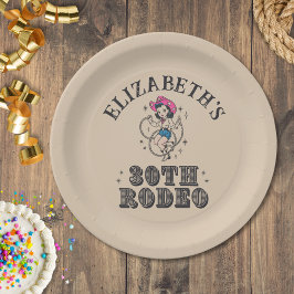 Vintage Retro Cowgirl 30th Birthday Party Pappteller