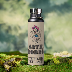 Vintage Retro-Cowgirl 40. Geburtstagsfeier Trinkflasche