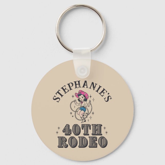 Vintage Retro Cowgirl 40th Birthday Party  Schlüsselanhänger (Vorderseite)