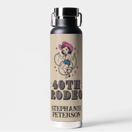 Vintage Retro Cowgirl 40th Birthday Party Trinkflasche