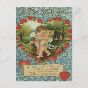Vintage Retro Cupids Küssen Valentinkarte Feiertagspostkarte