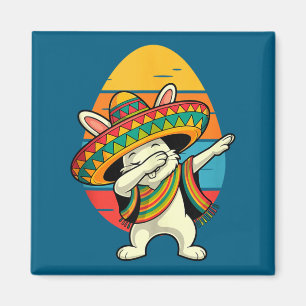 Vintage Retro Dabbing Hase mexikanisches Ostern Magnet